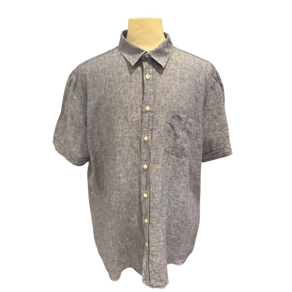 Paul Costelloe Living Regular Fit Mens Short Sleeve Button-Up Shirt Blue